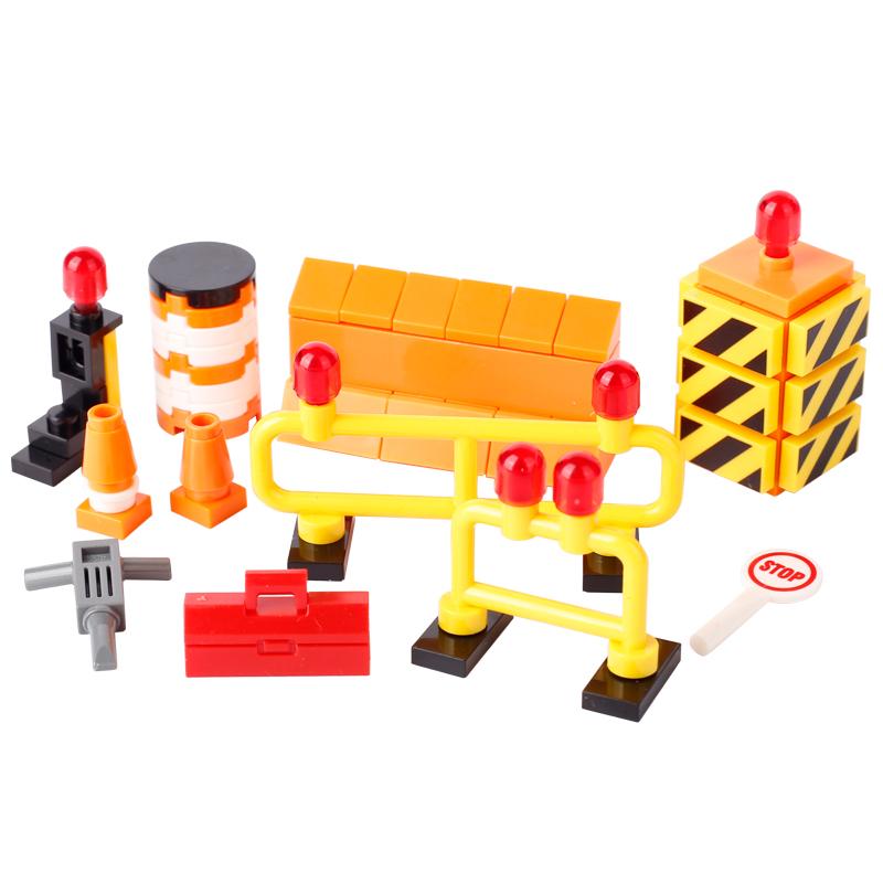 City Food Street View Vendor Hot Dog Roadside Stand Building Blocks Ice Cream Newsstand Flower Shop Trash Can Toilet Bricks Toys