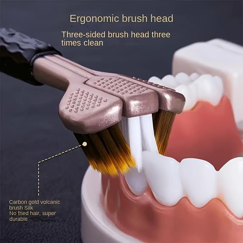 Lot de 10 brosses à dents pour adultes à poils ultra-doux 3D à trois côtés - Soin doux des gencives, Nettoyage en profondeur, Sans formaldéhyde, Couverture complète de la tête