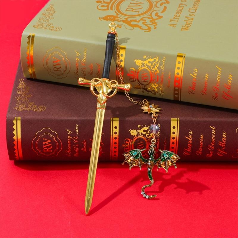2 Pcs Dragon Swords Bookmarks Metal Page Markers Fantasy Bookmarks Stylish Reading Bookmarks Creative Bookmarks for Boy