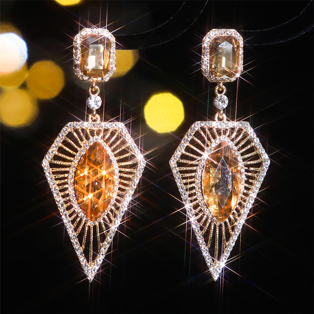 Temperament Coloured Glass Rhinestone Earrings Fashion Geometric Triangle Earrings Women's Ear Accessories