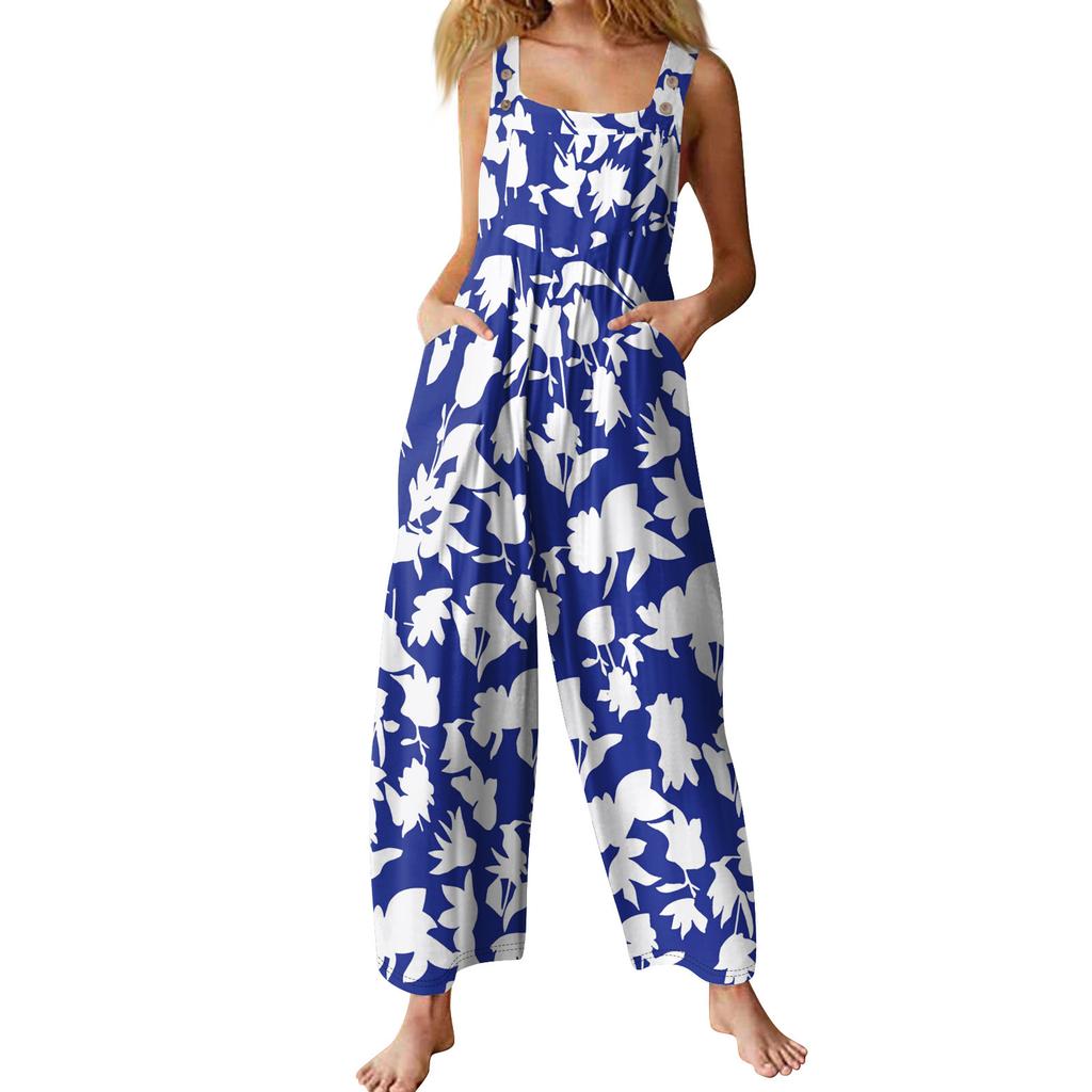 Women's Casual Jumpsuit Sleeveless Popular Floral Print Jumpsuit