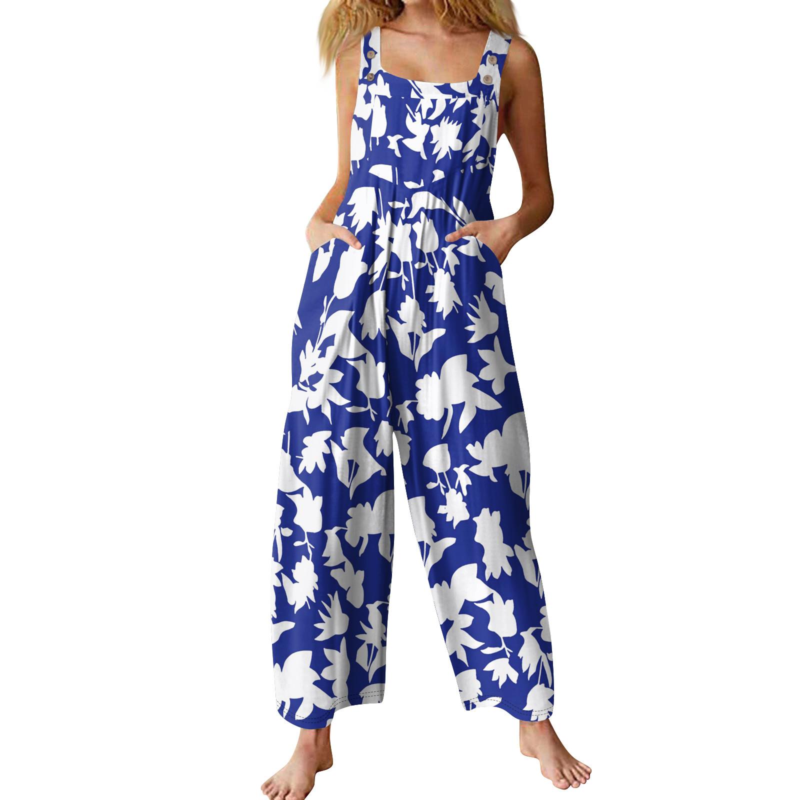 

Women s Casual Jumpsuit Sleeveless Popular Floral Print Jumpsuit L