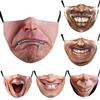 Unisex 3D Smile Print Face Mask With Pocket Funny Mouth Scarf For Adult Women Outdoor Party Cosplay Protective Face Cover
