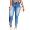 Damen Jeans mit hoher Taille und gewaschener Optik, modische, vielseitige Hose mit geradem Bein