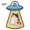Cartoon Katze Brosche Emaille UFO Metall Brosche, Aliens Raumschiff Kätzchen Abzeichen Pin, Kleidung Tasche Schals Hut Zubehör für Männer Frauen Reversnadel