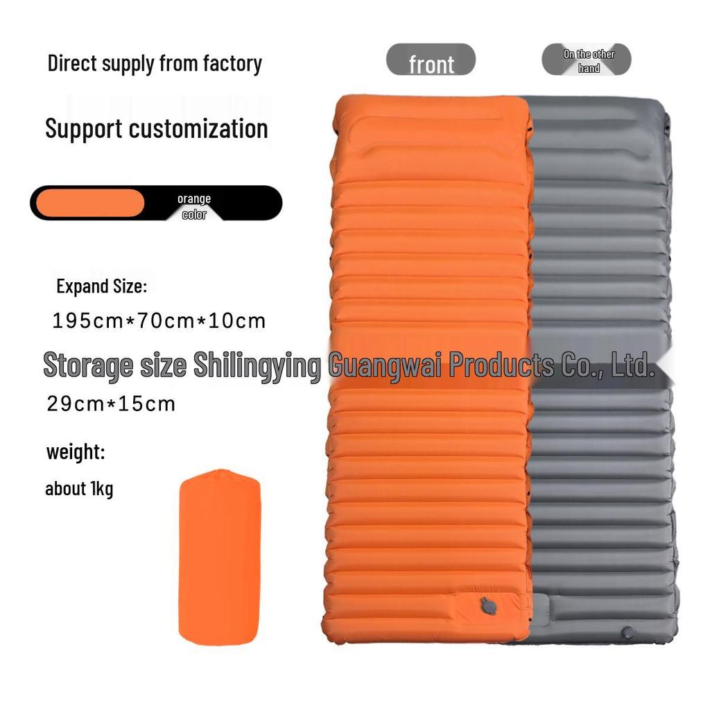 Portable Foot-Operated Double Camping Pad - Lightweight, Moisture-Proof Inflatable Mattress for Outdoor and Car Use