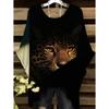 Camiseta de Mujer Moda Leopardo Impresión 3D Tops Verano Sexy Cuello Redondo Manga Corta Camiseta Calle Casual Holgada Ropa de Mujer