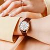 OLEVS Watch with Leather Quartz Diamond Luminous Easy To 30M Water Gift for Rose Gold White Women's Strap, Movement, Dial, Display, Read, Resistance,