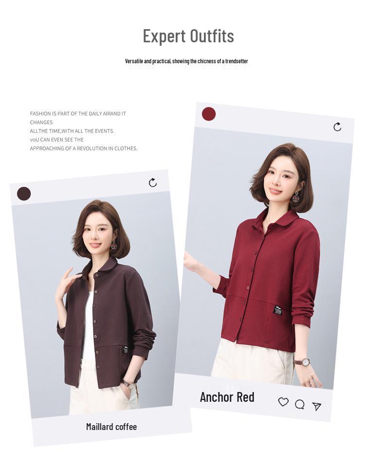 Plus Size Women's Slimming Casual Jacket – Spring 2025 Loose Fit, Long Sleeve Cardigan for Mother's Outfit