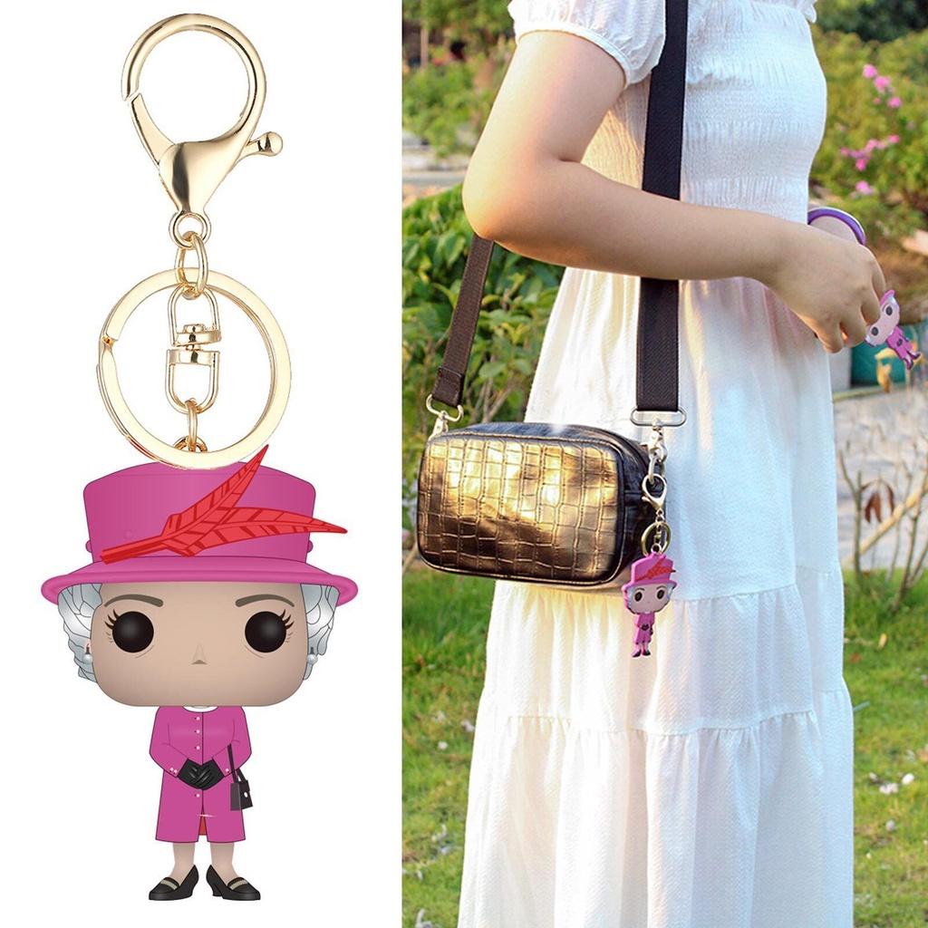 Queen Elizabeth Ii Rose Red Keychain Pendant Souvenir Bag Accessory Gift