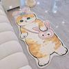Cartoon Bedside Rug Cat Floor Mat Fluffy Cat Mat Irregular Carpet for Living Room Shaggy Area Rug Thicken Doormat Cute Decor