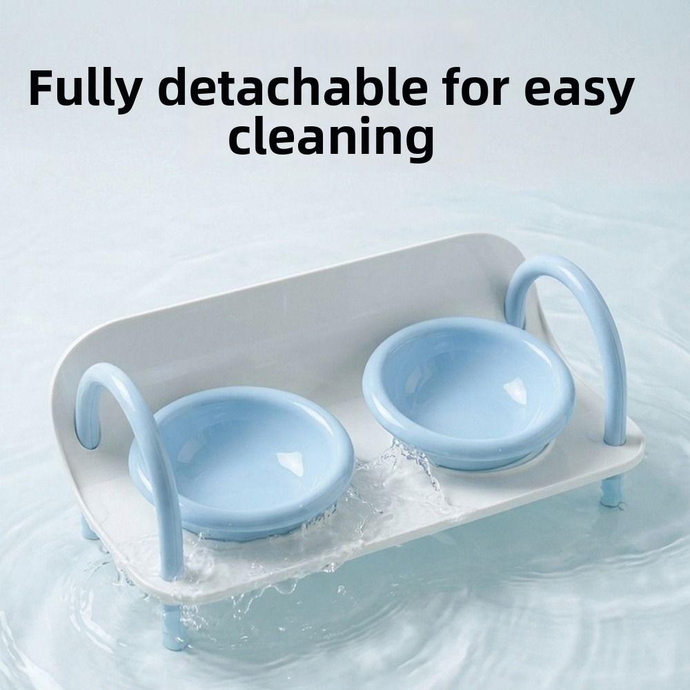 Ceramic Cat Food Water Bowl Double Bowls Pet Food Dispenser Cat Feeding Station Wet Dry Food