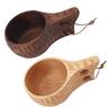 350ML Wooden Cup with Handle Portable Multifunctional Wood Mug Drinking Cup for Coffee Tea Milk Beve