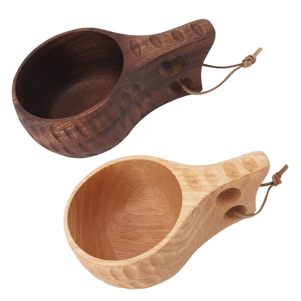 350ML Wooden Cup with Handle Portable Multifunctional Wood Mug Drinking Cup for Coffee Tea Milk Beve