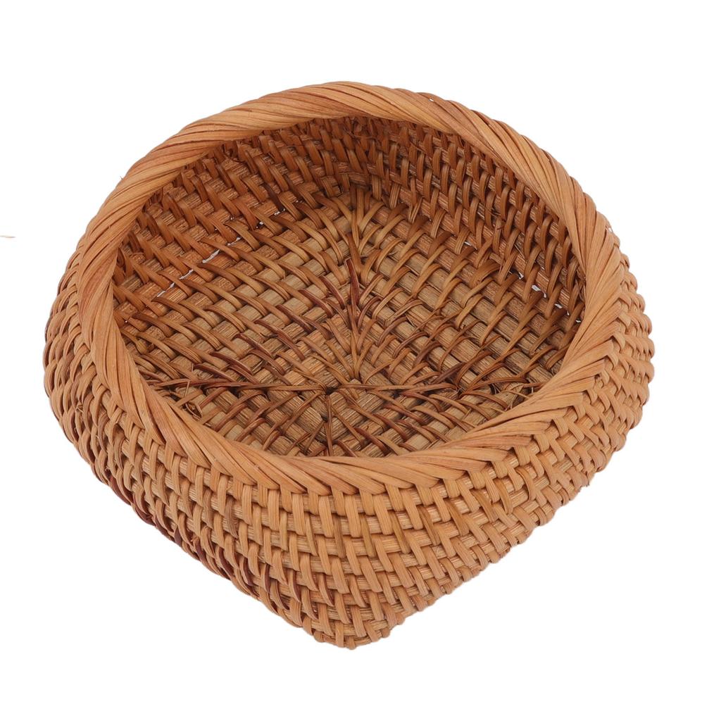 Rattan Storage Basket Hand Woven Simple Exquisite Rattan Organizer Storage Basket for Tea Sets