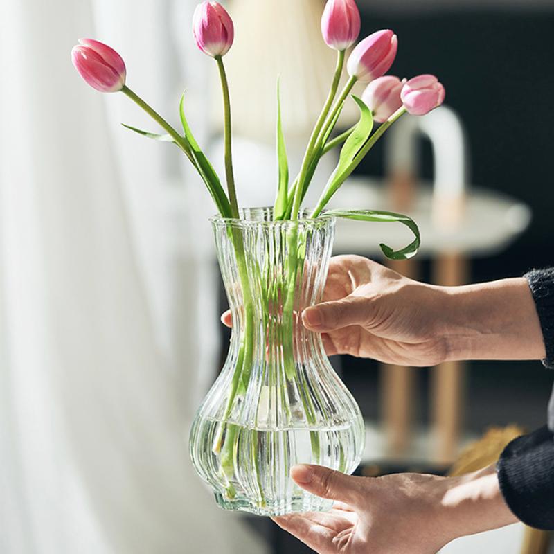 INS Glass Vase Clear Flower Vases for Centerpiece Table Home Office Desktop Decor Wedding Flower Arrangement Modern Flower Pot