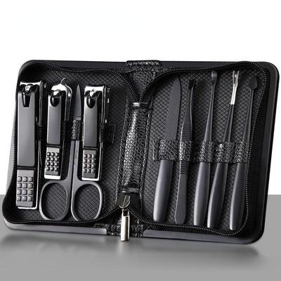 Set di tagliaunghie da 9 pezzi Set di bellezza per manicure Borsa con cerniera Strumenti per forbici per unghie per pelle morta in acciaio inossidabile