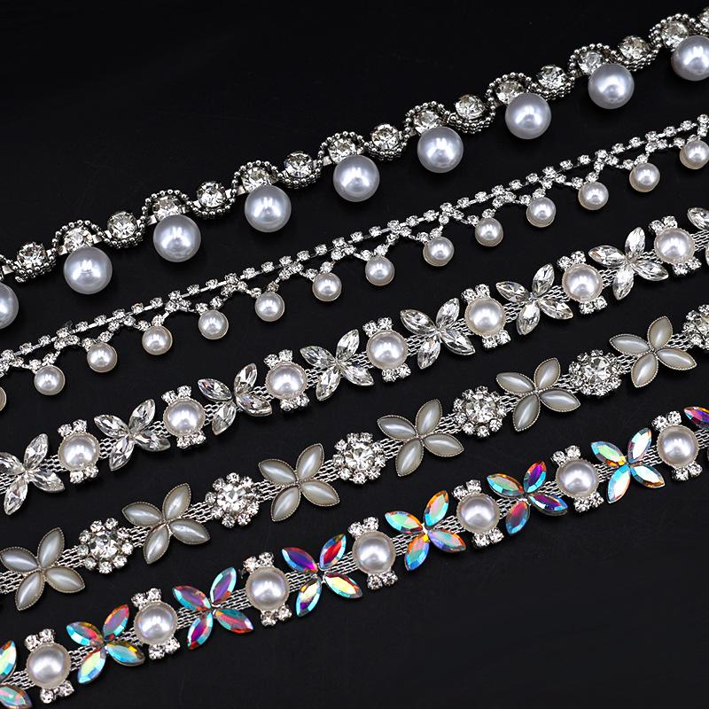 Αλυσίδα από Στρας με Πέρλες και Διαμάντια για Ρούχα και Αξεσουάρ DIY