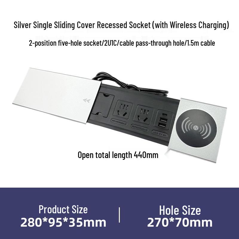 Office Desktop Sliding Cover USB Network Socket Power Strip