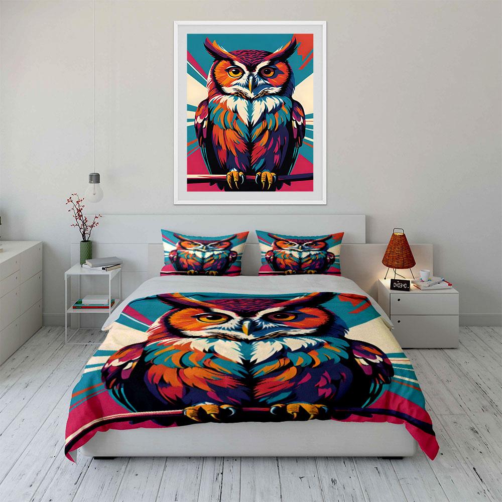 Colorful Owl Graphic Pattern. Bedding Sets Duvet Cover Sets Duvet Covers Pillowcases(1*Duvet Cover 2*Pillowcases Without Duvet Insert)