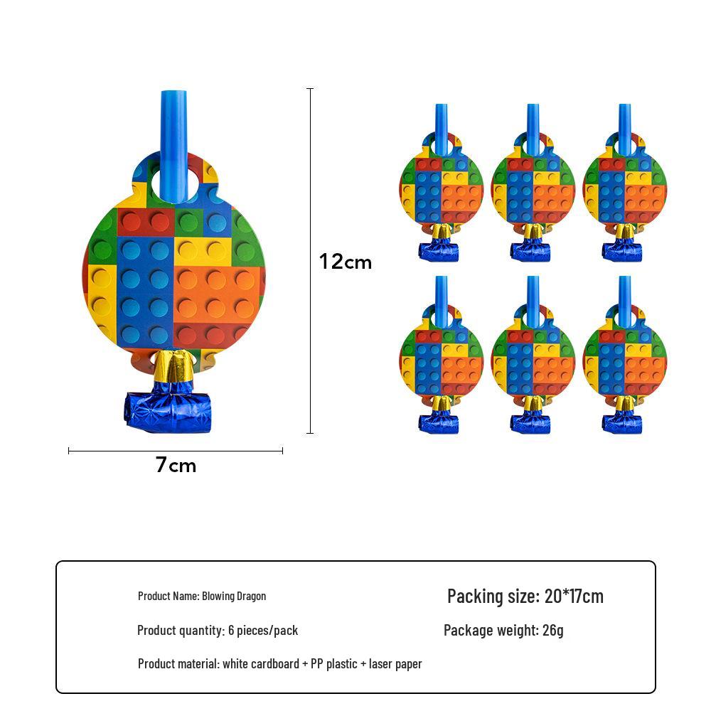 Building Blocks Birthday Party Set: Children's Game Blocks & Disposable Tableware