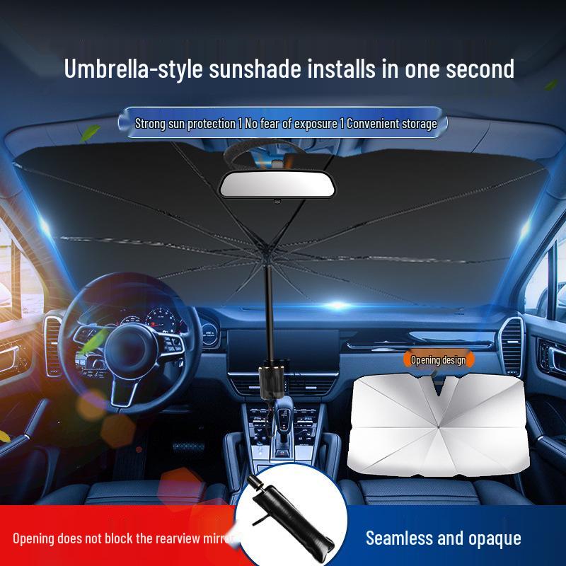 Multifunctional Silver-Coated Car Sunshade Umbrella for Windshield