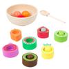 Montessori Wooden Sorting Cups Baby Brain Training Toy With Fruit Color Matching