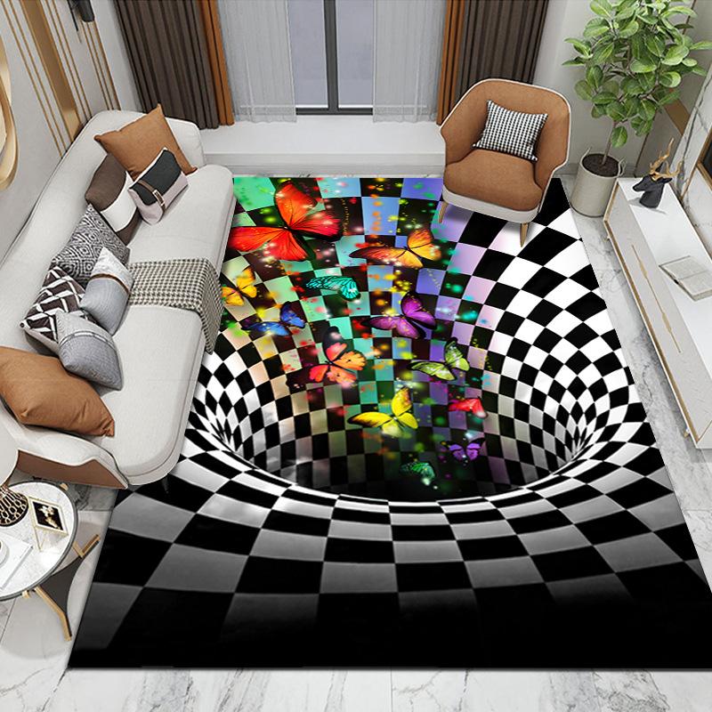 

Teenager 3D Vortex Illusion Carpet Entrance Door Mat Living Room Rug Geometric Optical Doormat Illusion Rug Room Decoration Mat 40x60CM