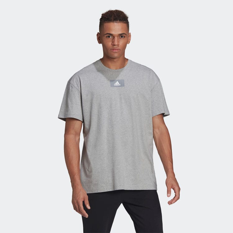 Adidas Drop Shoulder Sleeve T Shirt Men's Gray HE4365