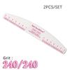 2ks Half Moon Pilník na nehty Brusný papír 80/100/150/180/240 Brusný pilník na nehty Buffer For Manicure Leštící nástroje na nehty