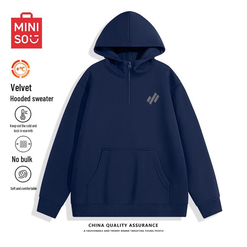 

MINISO Men s Fleece Half-Zip Hooded Sweatshirt M