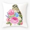 Fashionable and Simple Cute Flower Owl Print Square Decoration Home Cartoon Pillow Case Pillow Luxury Cushion Cover