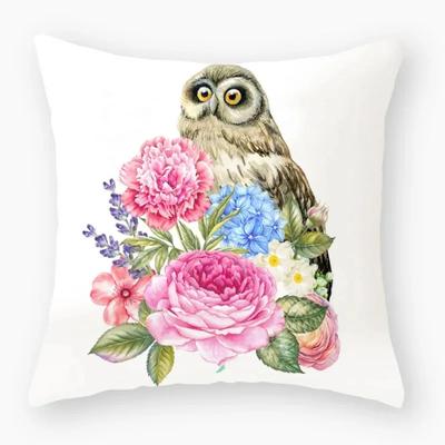 Modisch und einfach Niedlicher Blume Eule Druck Quadratische Dekoration Zuhause Cartoon Kissenbezug Kissen Luxus Kissenbezug
