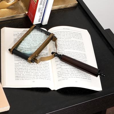 Vintage Rectangular Magnifying Glass With Metal Frame