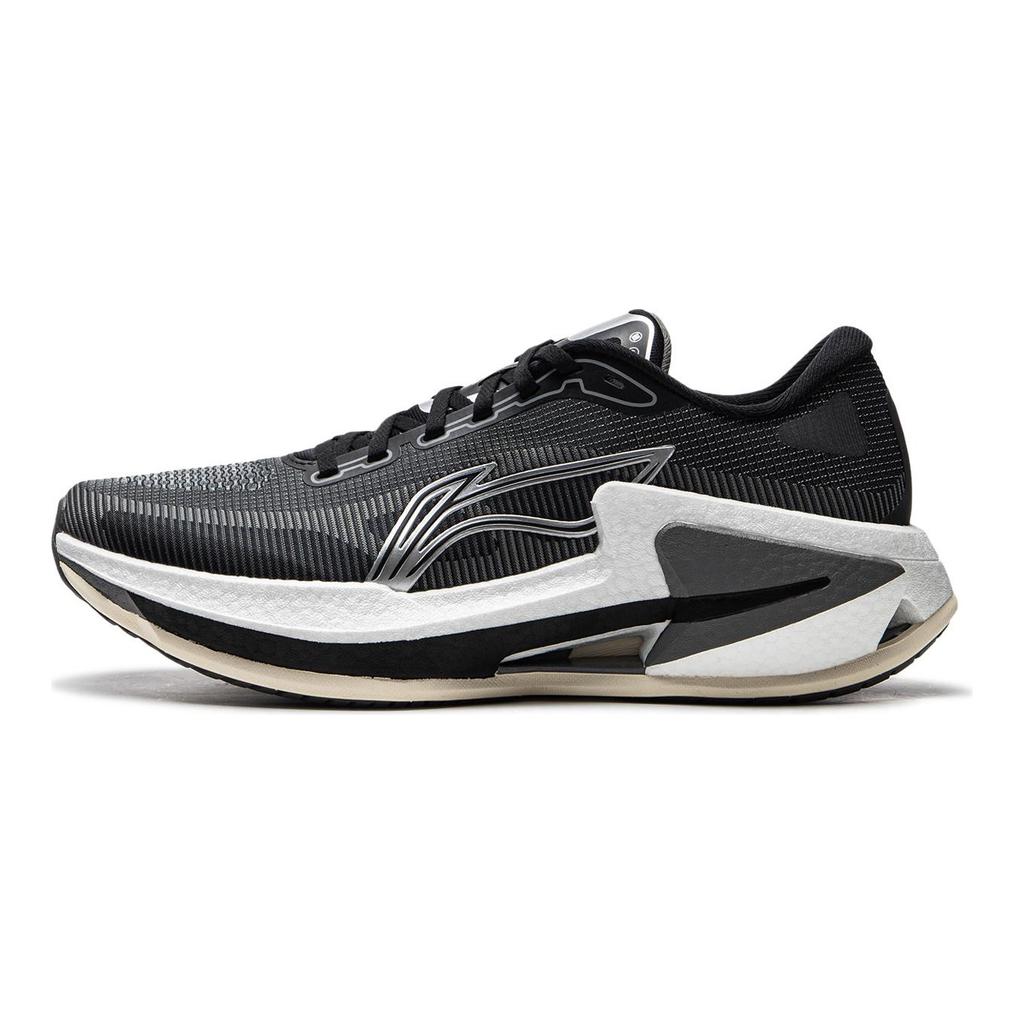 Li Ning Cushioning Slip Resistant Abrasion Resistant Breathable Low top Running Shoes Men's Black White ARZU007-3