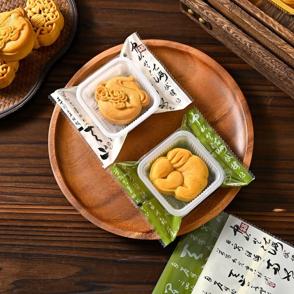 100 Pcs Chinese Style Mooncake Wrapping Bag Multi-Functional Transparent Handmade Cookie Packaging Bag For Mid-Autumn Festival