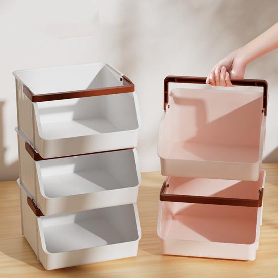 Desktop-Aufbewahrungsbehälter Kunststoff-Aufbewahrungsbox mit Griff Stapelbarer Aufbewahrungs-Organizer für Snacks Toilettenartikel Küchengewürze Büro Heimgebrauch