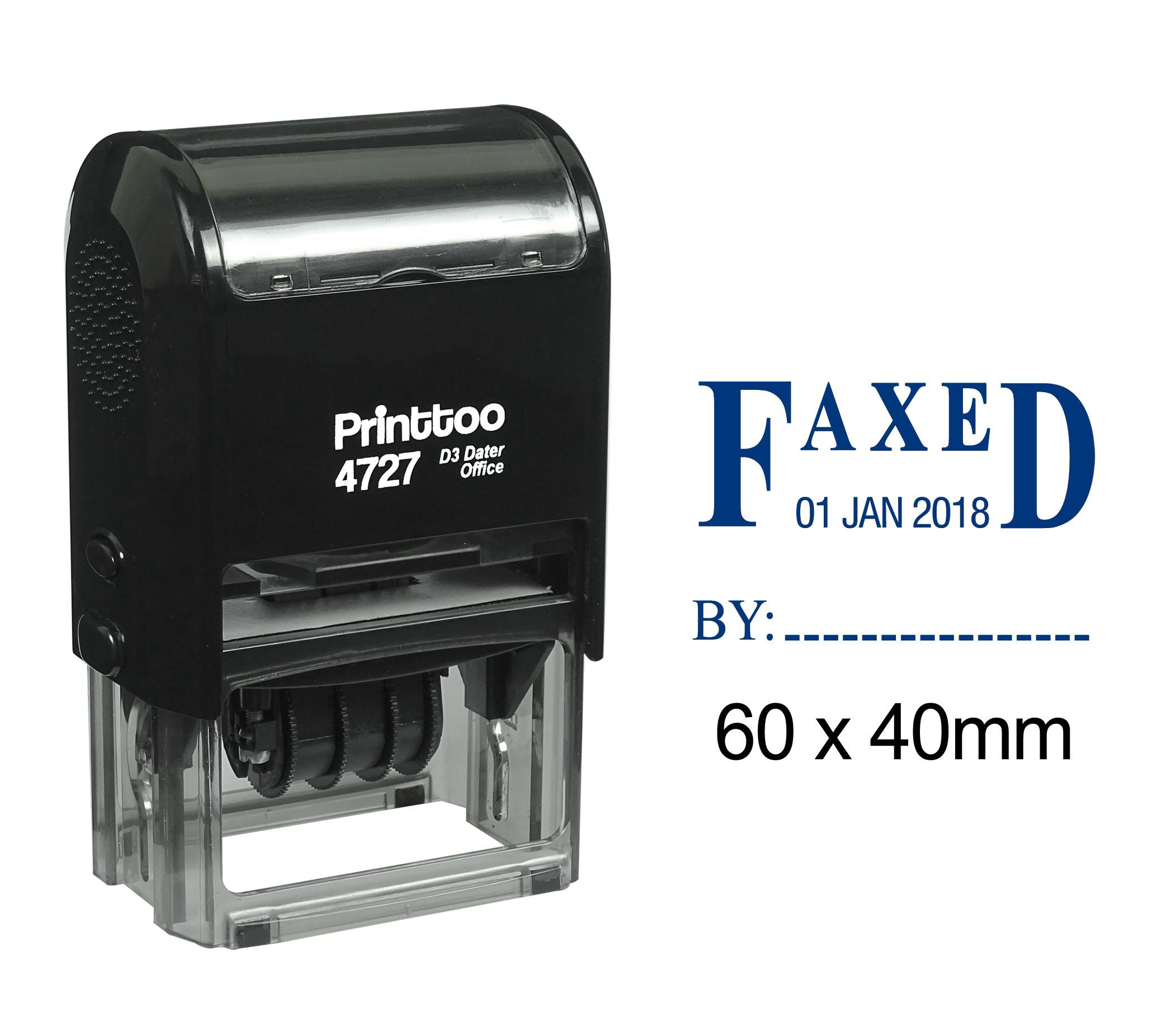 

Printtoo Dater Stamp Self Inking With Faxed By Text Office Stationery Date Rubber 60 mm x 40 mm.(Approx) синій