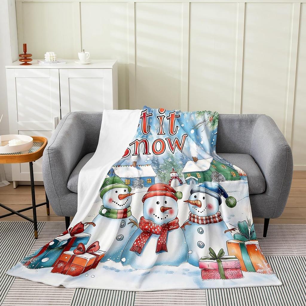 Xmas Grids Flannel Blanket Warm Lightweight,Merry Christmas Theme Warm Blanket for Couch Sofa Decor,Cartoon Santa Claus Warm