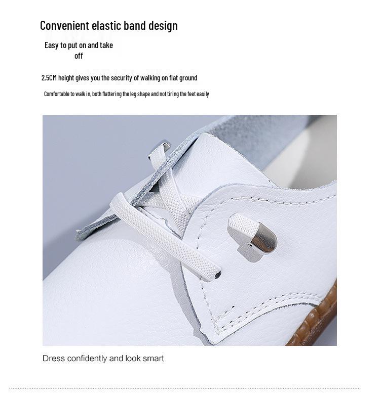 Women's Genuine Leather Slip-On Shoes - Autumn Soft Sole, Non-slip, Casual White Flats