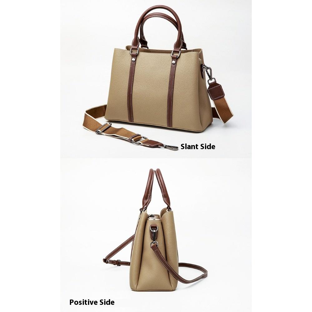 One Shoulder Messenger Bag Large Capacity Contrasting Bag First Layer Cowhide Handbag Versatile Leather Women's Bag