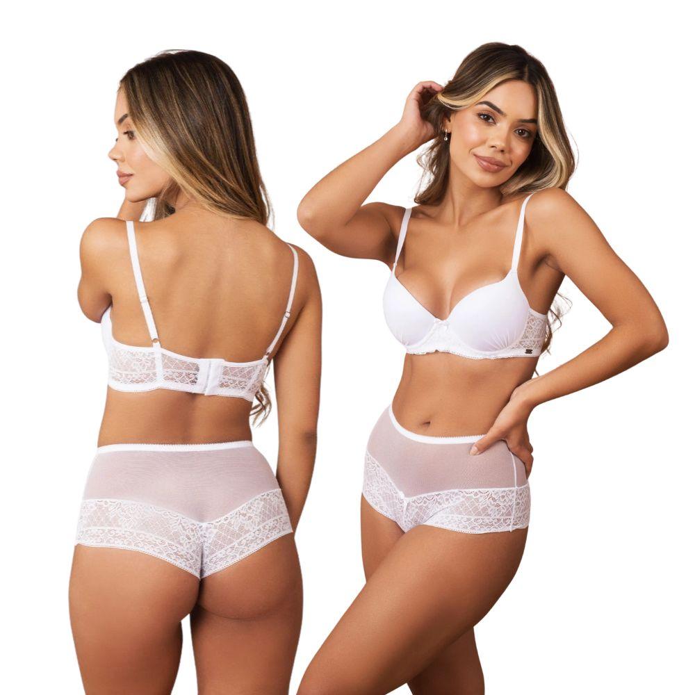 Conjunto de calcinha/Cuecas e soutien/Sutiã com bojo/push-up Rafa Lingerie Jopy