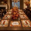 Thanksgiving Holiday Table Placemat Pumpkin and Maple Leaf Pattern Printed Dining Mat 45x30cm for Seasonal Table Decoration