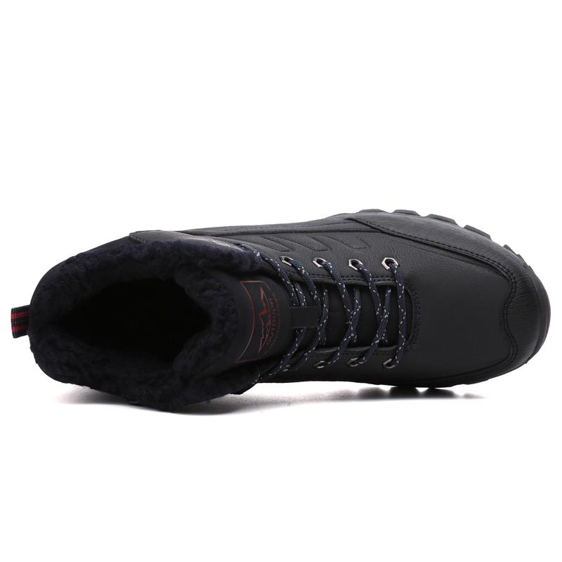 Leather Men Boots Sneakers Warm Fur Snow Boots For Men Winter Work Casual Shoes 2022 Military Rubber Ankle Boots Waterproof