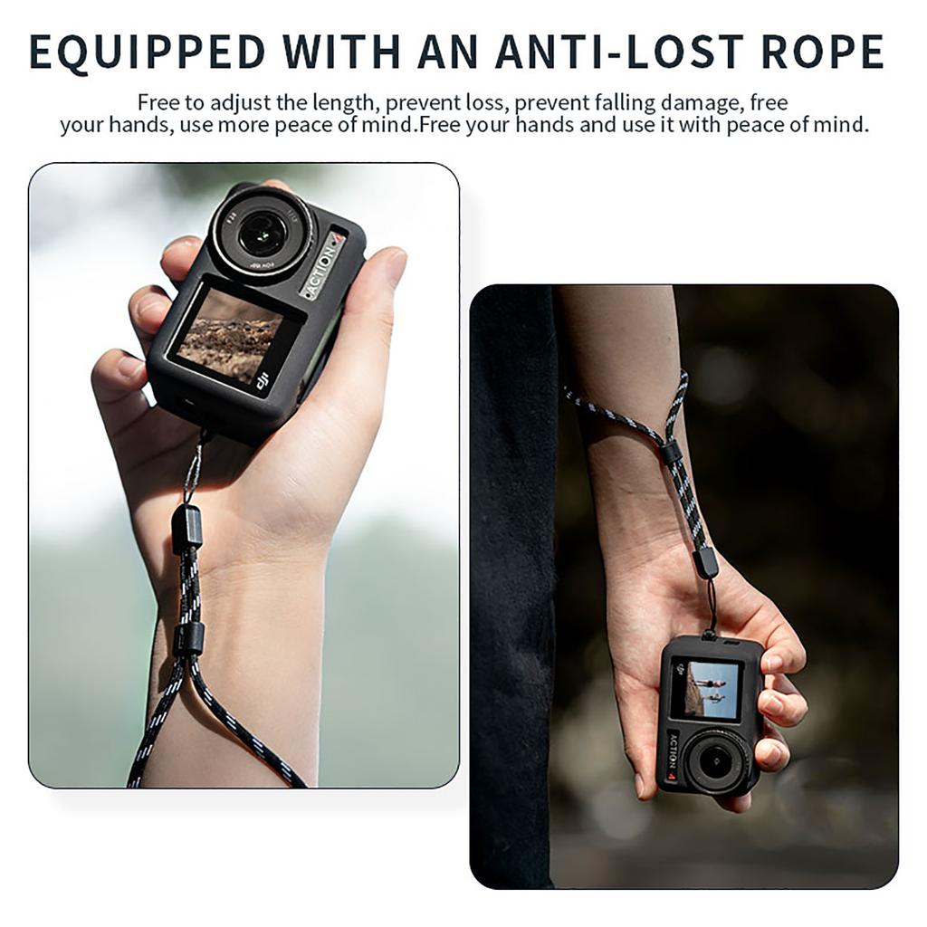 Protective Silicone Case Cover for DJI Action 4/3 Sports Camera Full Coverage Scratch-resistant Protections Sleeve Black