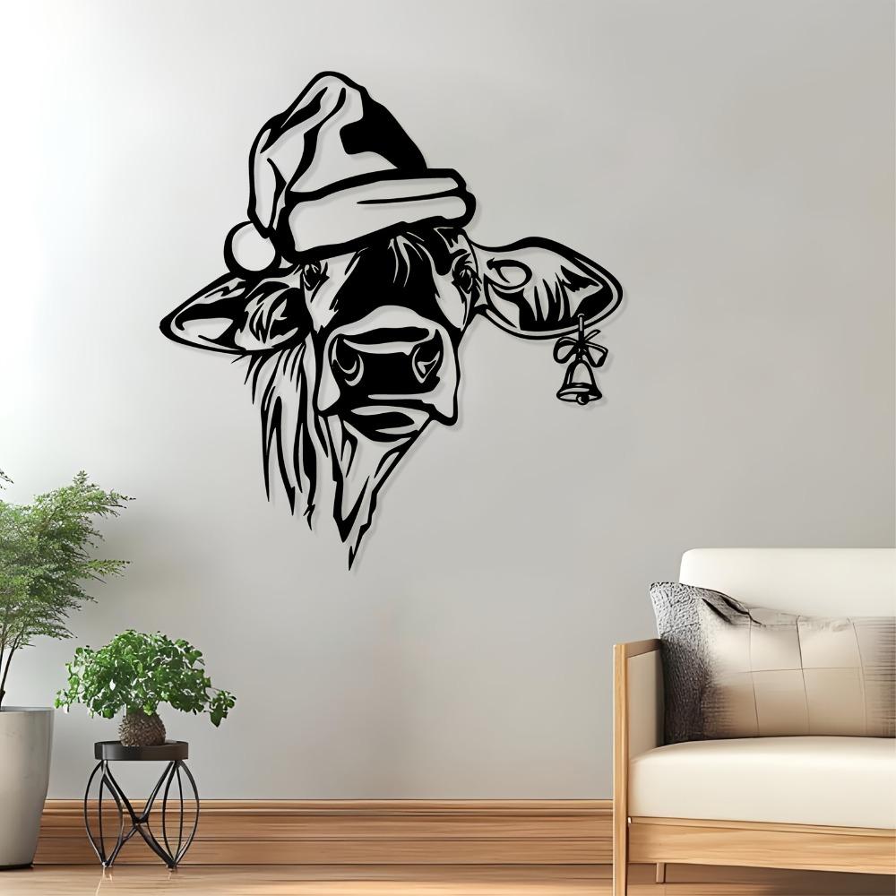 Metal Cow Head Wall Art Farmhouse Decor Rust Resistant Sculpture for Living Room Christmas Gift