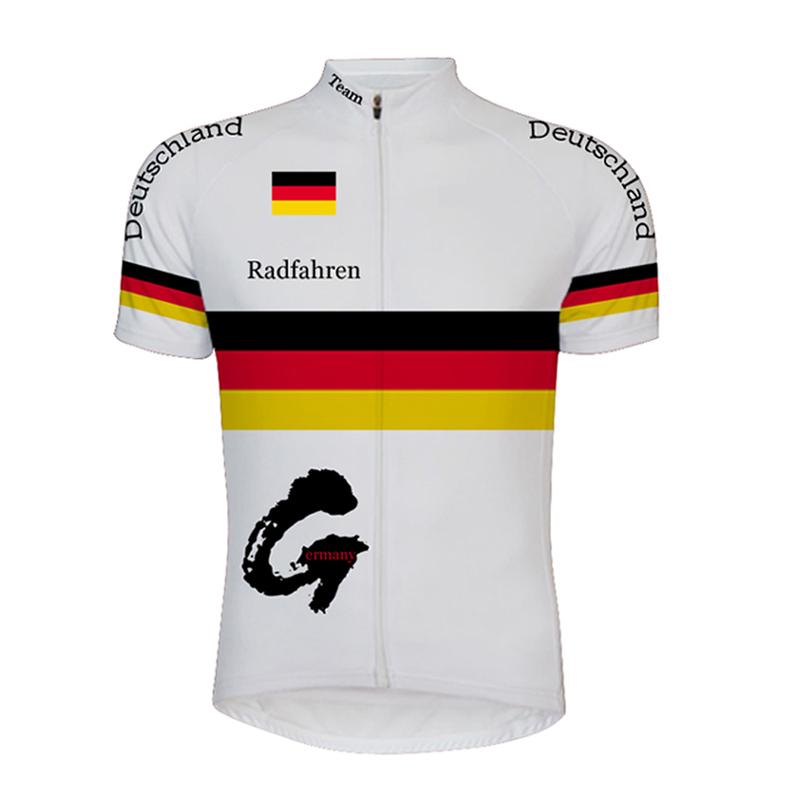 

Germany Men Cycling Jersey Short Sleeve Summer Bicycle Jersey Road Bike Cycling Clothing Breathable Pro Team MTB Maillot Shirt XS（old）