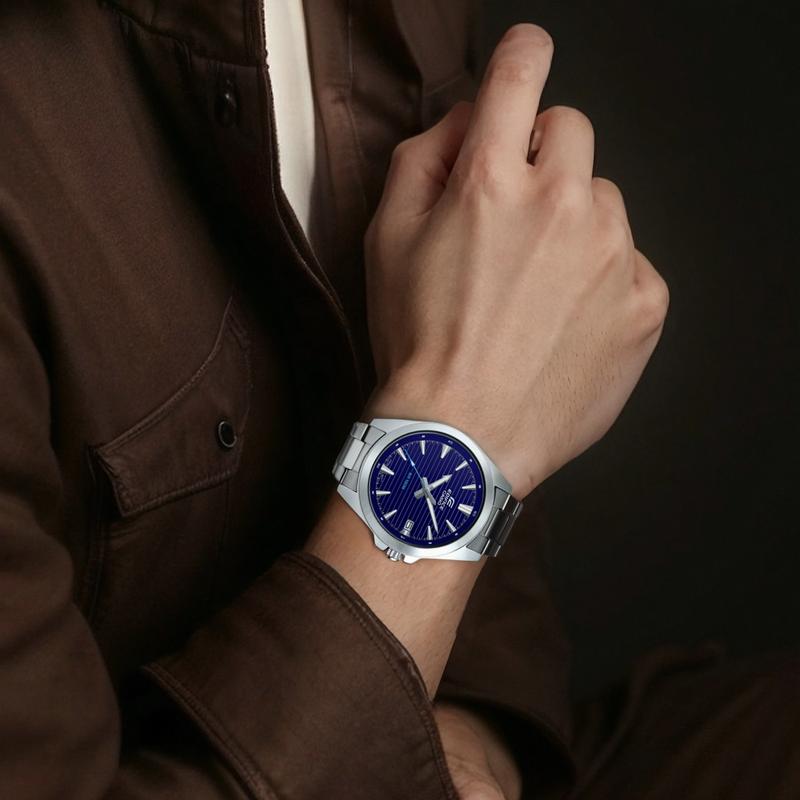 Casio EDIFICE Simple Business 100m Waterproof Quartz Movement Stainless Steel Strap Japanese and Korean Watch Men's Watch Blue Dial EFV-140D-2AV
