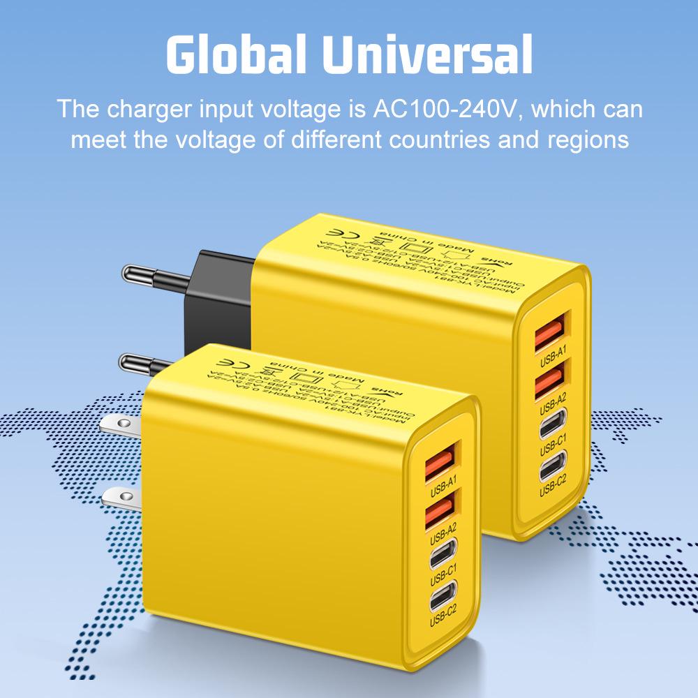 Carregador de Viagem Duplo PD & USB 2.4A com Plugues US/UE/Reino Unido