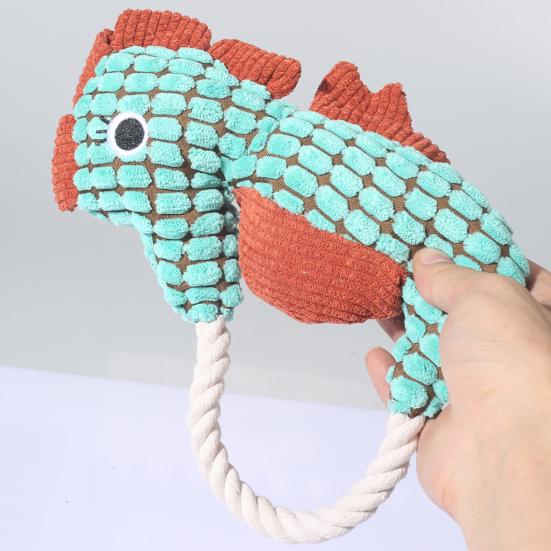 Pet Toy Seahorse Design Dog Boredom Buster Toy with Built-In Rattle Tug-of-War Teeth Cleaning Interactive Dog Toy